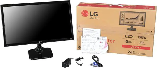 Alt view image 7 of 7 - LG 24M47VQ-P Black 24" TN Flicker Safe Widescreen LED Class Monitor Full HD 1920 x 1080 60 Hz 4-Way Screen Split Reader Mode sRGB 72% HDMI D-Sub