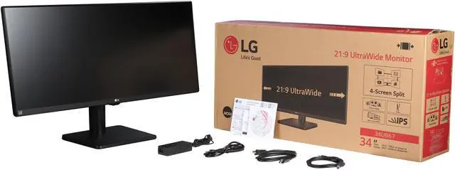 Alt view image 8 of 7 - LG 34UB67-B Black 34" 21:9 UltraWide IPS LED Backlight LCD Monitor, DVI, HDMI, DisplayPort, USB, Built-in Speakers 300 cd/m2, Tilt Swivel Height Adjustable