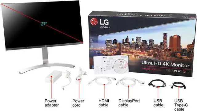 Alt view image 10 of 9 - LG 27UD88-W 27" FreeSync IPS LED Monitor 4K UHD 3840 x 2160 16:9 Widescreen On-Screen Control with Screen Split, Game Mode & Black Stabilizer USB 3.0 Quick Charge HDMI