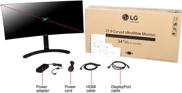 Alt view image 7 of 7 - LG 34CB88-P 34" Ultrawide QHD 21:9 Curved IPS Monitor, 3440 x 1440, AMD FreeSync, HDMI, DisplayPort, USB Quick Charge