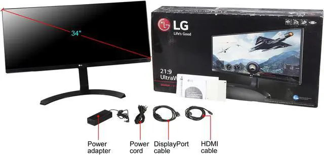 Alt view image 8 of 8 - LG 34" 75 Hz IPS LCD Monitor IPS FreeSync (AMD Adaptive Sync) HDMI, DisplayPort 34UM68-P