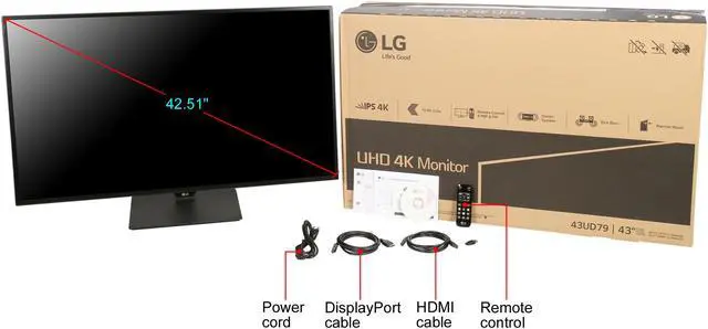 Alt view image 9 of 9 - LG 43UD79-B 42.5" 4K UHD LED IPS Monitor, 3840 x 2160, HDCP, USB Type C, 4x HDMI, DisplayPort On-Screen control, Screen Split, Built-in Speakers