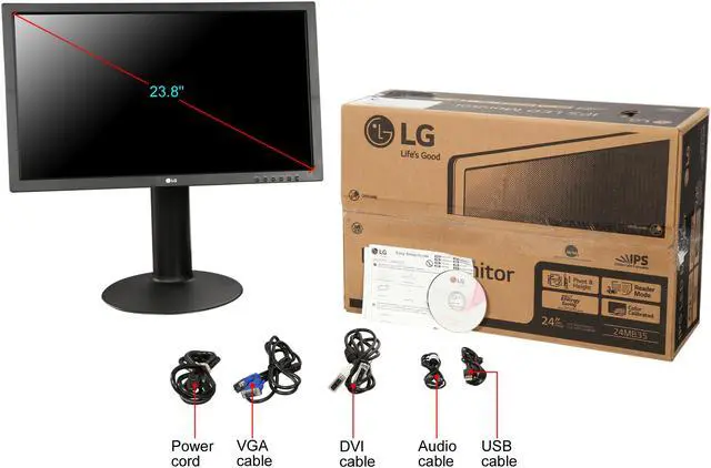 Alt view image 10 of 10 - LG 23.8" IPS FHD LCD Monitor Certified Refurbished 5 ms D-Sub, DVI, USB 24MB35PU-B