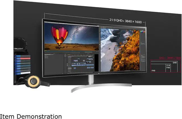 Alt view image 14 of 15 - LG 38" (Actual size 37.5") IPS WQHD+ 21:9 UltraWide WQHD+ IPS Curved LED Monitor FreeSync (AMD Adaptive Sync) HDMI, DisplayPort, USB 38WK95C-W