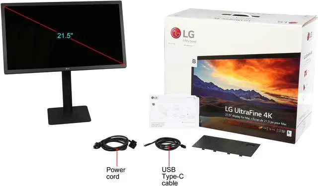 Alt view image 8 of 8 - Refurbished Certified LG 22MD4KA-B UltraFine 4K Display 21.5" UHD 4096x2304 4xUSB-C 12ms / 14ms (GTG) Widescreen LED Backlight Monitor Black B-Grade