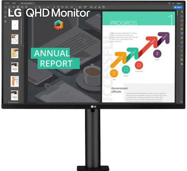 Alt view image 2 of 13 - LG 27" 75 Hz IPS QHD IPS Monitor 5ms (GTG at Faster) AMD FreeSync 2 x HDMI, DisplayPort, USB-C 27QN880-B