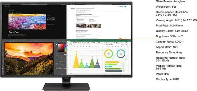 Alt view image 3 of 3 - LG 43" IPS UHD IPS Monitor 8 ms HDMI, DisplayPort, USB-C, Headphone 43BN70U-B