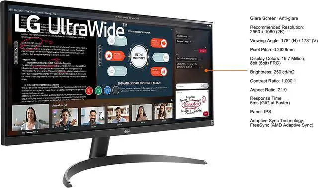 Alt view image 5 of 11 - LG UltraWide 29WP500-B 29" 2560 x 1080  HDMI, Headphone out FreeSync (AMD Adaptive Sync) IPS Monitor