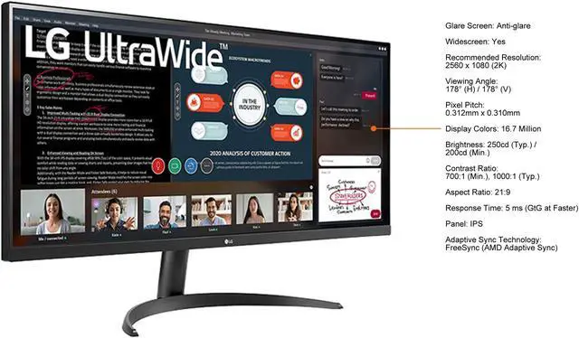 Alt view image 4 of 5 - LG 34WP500-B 34" 2560 x 1080 (2K) FreeSync (AMD Adaptive Sync) UltraWide Monitor