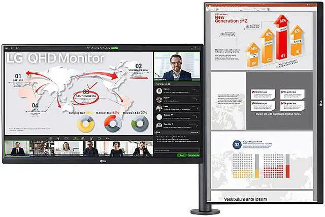 Alt view image 6 of 14 - LG 27QP88D-B2 27" QHD 2560 x 1440 (2K) 75 Hz FreeSync (AMD Adaptive Sync) Ergo Dual with USB-C and DP Daisy Chain Monitor