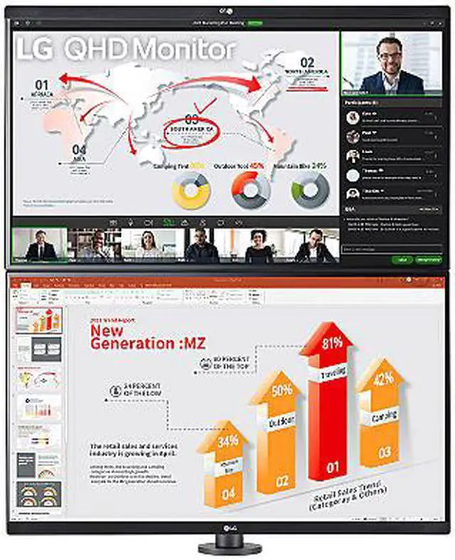Alt view image 2 of 14 - LG 27QP88D-B2 27" QHD 2560 x 1440 (2K) 75 Hz FreeSync (AMD Adaptive Sync) Ergo Dual with USB-C and DP Daisy Chain Monitor