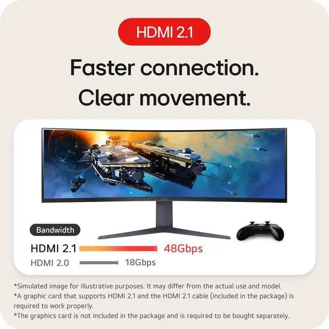 Alt view image 11 of 14 - LG 45GR65DC-B 45" Ultragear Curved Gaming Monitor, QHD, 200Hz, 1ms, UltraWide Display, 32:9, AMD FreeSync Premium Pro, VESA DisplayHDR 600, HDMI 2.1 x2, DP, UBS x3, Tilt/Height/Swivel Stand Black