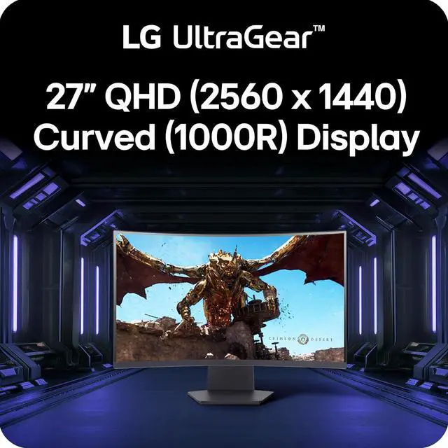 Alt view image 5 of 10 - LG 27GS60QC-B Ultragear Curved Gaming Monitor 27-Inch QHD (2560x1440) 180Hz 1ms 1000R AMD FreeSync HDR10 HDMIx2 DisplayPort Borderless Design Black Stabilizer DAS Crosshair FPS Counter - Black
