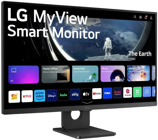 Alt view image 4 of 9 - LG 27SR50F-B MyView Smart Monitor 27" FHD (1920x1080) IPS Display, webOS 23, HDR 10, 5Wx2 Speakers, AirPlay 2, Screen Share, Bluetooth, ThinQ App, Remote Control, Black