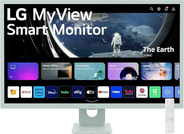 Main image of LG 32SR50F-G MyView Smart Monitor 32-Inch FHD (1920x1080) IPS Display, webOS 23, HDR 10, 5Wx2 Speakers, AirPlay 2, Screen Share, Bluetooth, ThinQ App, Remote Control, Green