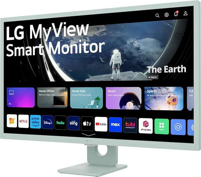 Alt view image 3 of 6 - LG 32SR50F-G MyView Smart Monitor 32-Inch FHD (1920x1080) IPS Display, webOS 23, HDR 10, 5Wx2 Speakers, AirPlay 2, Screen Share, Bluetooth, ThinQ App, Remote Control, Green