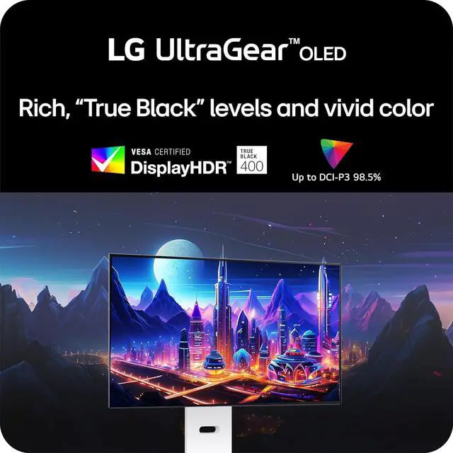 Alt view image 7 of 13 - LG UltraGear 32" 4K UHD 3840x2160 OLED Dual-Mode UHD 240Hz / FHD 480Hz 0.03ms (GtG) Height Adjustable 2x HDMI 2.1 1x DisplayPort 1.4 Gaming Monitor, 32GS95UV-W, White