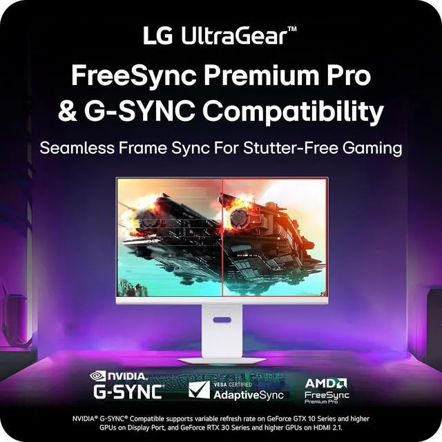 Alt view image 4 of 17 - LG 31.5" 144 Hz IPS UHD Gaming Monitor FreeSync Premium & G-Sync Compatible DCI-P3 95% (CIE1976) 32G810SA-W