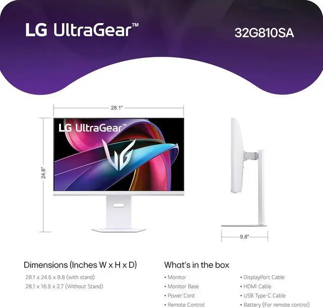 Alt view image 16 of 17 - LG 31.5" 144 Hz IPS UHD Gaming Monitor FreeSync Premium & G-Sync Compatible DCI-P3 95% (CIE1976) 32G810SA-W