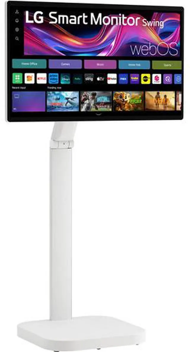 Alt view image 3 of 17 - LG Smart Monitor Swing 32U889SA-W 32-Inch 4K UHD (3840x2160) IPS Touchscreen on a Fully Adjustable Wheeled Base HDR10, webOS, Built-in Speaker, HDMI, USB Type-C, Tilt/Height/Swivel/Pivot Stand, White