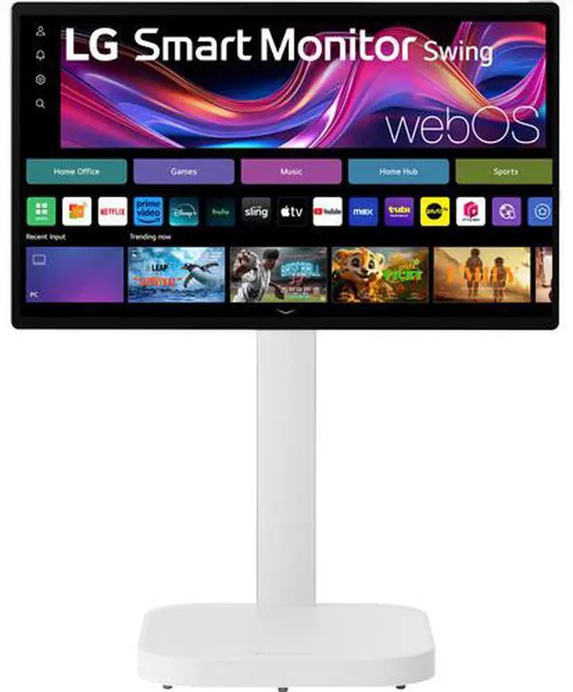 Alt view image 9 of 17 - LG Smart Monitor Swing 32U889SA-W 32-Inch 4K UHD (3840x2160) IPS Touchscreen on a Fully Adjustable Wheeled Base HDR10, webOS, Built-in Speaker, HDMI, USB Type-C, Tilt/Height/Swivel/Pivot Stand, White