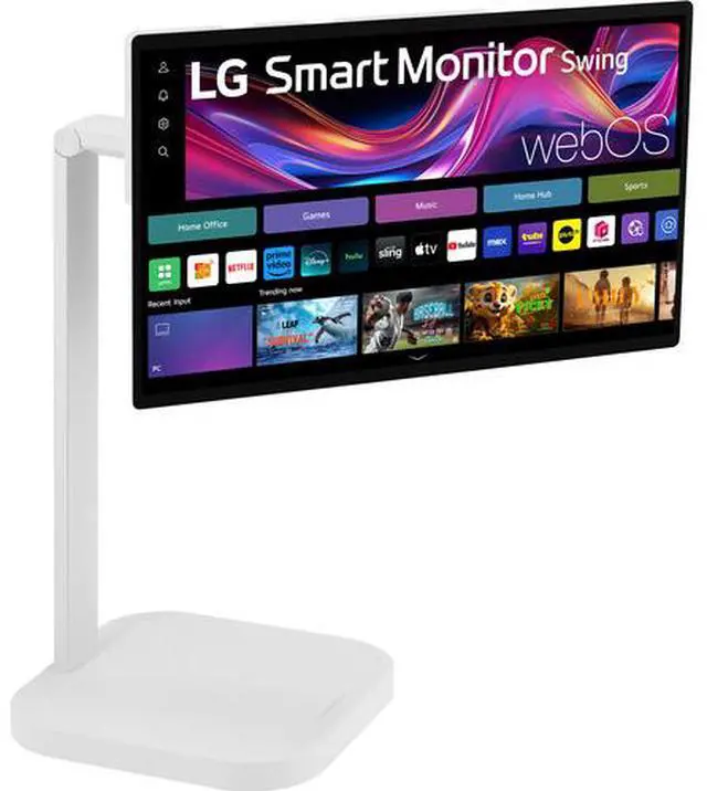 Alt view image 8 of 17 - LG Smart Monitor Swing 32U889SA-W 32-Inch 4K UHD (3840x2160) IPS Touchscreen on a Fully Adjustable Wheeled Base HDR10, webOS, Built-in Speaker, HDMI, USB Type-C, Tilt/Height/Swivel/Pivot Stand, White