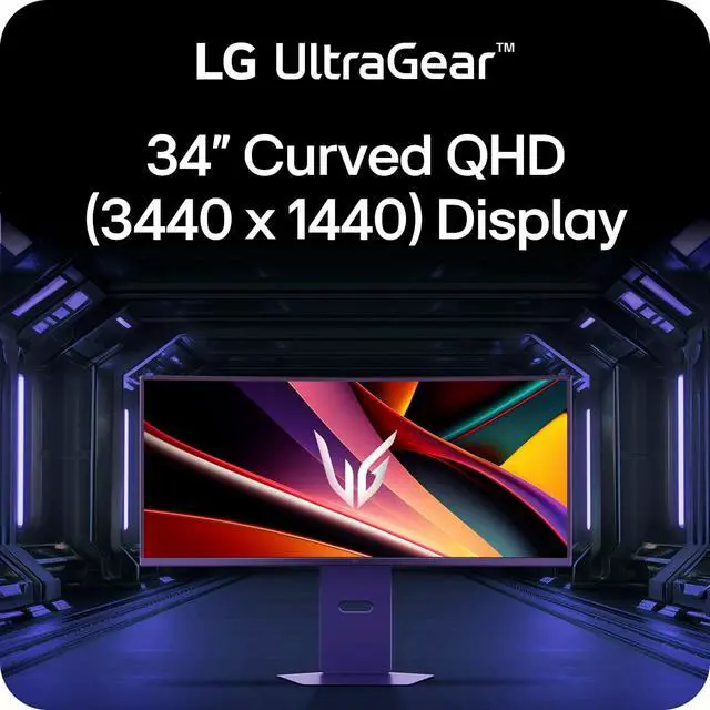 Alt view image 2 of 14 - LG 34 inch UltraGear WQHD 1440p 160Hz 1ms G-Sync Compatible Gaming Monitor with USB Type-C 65W 34G600A-B