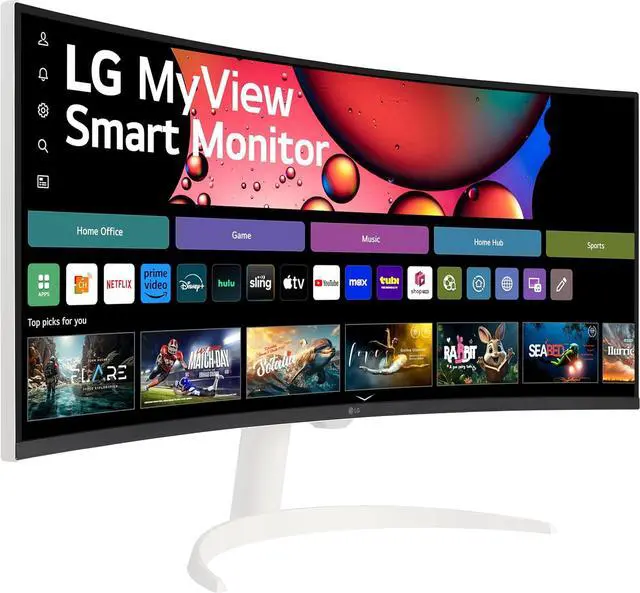Alt view image 2 of 6 - LG 34" Smart Monitor WQHD 21:9 Curved Screen 100Hz with webOS - 34SR63QA-W