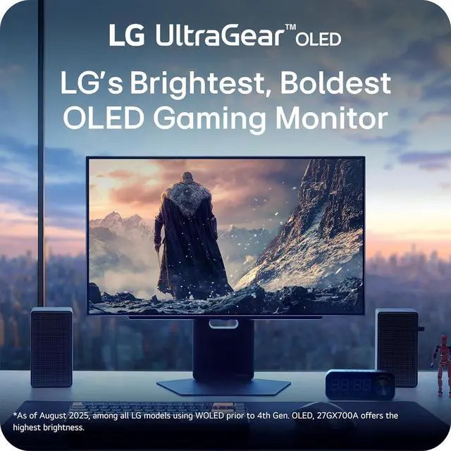 Alt view image 7 of 19 - LG 27GX700A-B 27-inch Ultragear QHD (2560 x 1440) OLED Gaming Monitor, 280Hz, 0.03ms, NVIDIA G-Sync, AMD FreeSync Premium Pro, VESA DisplayHDR TrueBlack500, with up to DCI-P3 99.5%, HDMI 2.1, Black