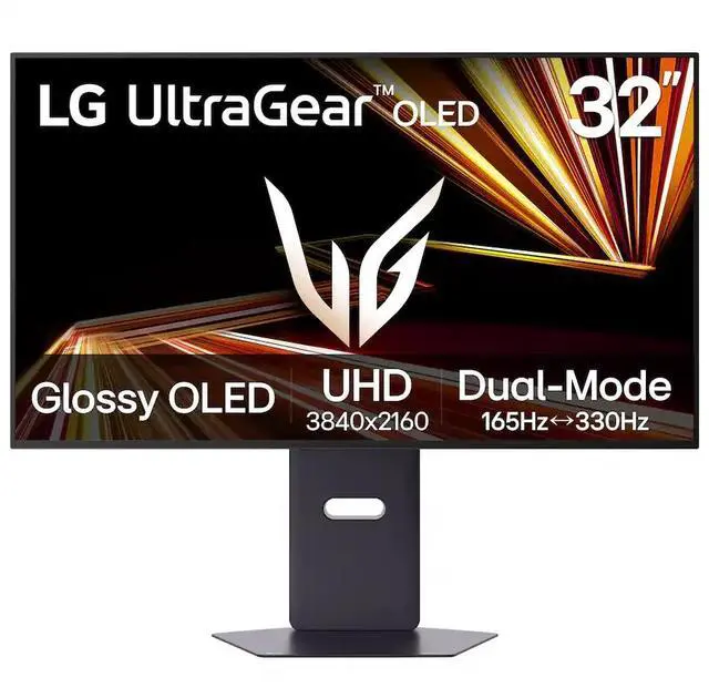 Main image of LG 32GX850A-B 32" UltraGear 4K UHD (3840 x 2160) Glossy OLED Gaming Monitor, Dual-Mode 165Hz/330Hz, 0.03ms, G-SYNC, FreeSync Premium Pro, TrueBlack 400, HDMI, DP, Tilt/Height/Swivel/Pivot Stand, Black