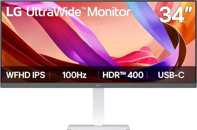 Main image of LG 34U530A-W 34-inch UltraWide WFHD (2560 x 1080) IPS Wide Computer Monitor, 100Hz, VESA DisplayHDR 400, HDMI, DisplayPort, USB Type-C, Tilt/Height/Swivel Stand, White