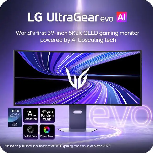 Alt view image 2 of 19 - LG UltraGear 39 inch Dual Mode WUHD 5K2K 165Hz Full HD 330Hz FreeSync Premium Pro & G-Sync Compatible HDR500 USB-C Built-in Speakers Curved OLED Gaming Computer Monitor with Height Adjustable, Swivel & Tilt Stand 39GX950B-B
