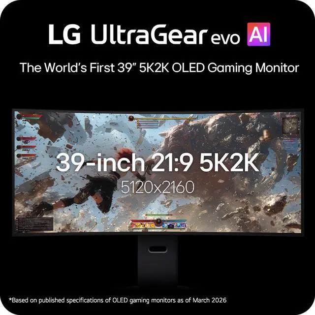 Alt view image 3 of 19 - LG UltraGear 39 inch Dual Mode WUHD 5K2K 165Hz Full HD 330Hz FreeSync Premium Pro & G-Sync Compatible HDR500 USB-C Built-in Speakers Curved OLED Gaming Computer Monitor with Height Adjustable, Swivel & Tilt Stand 39GX950B-B
