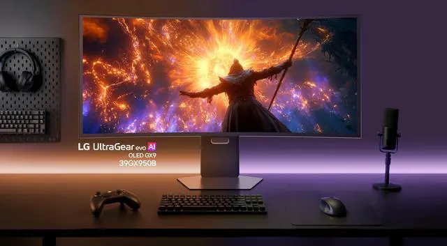Alt view image 15 of 19 - LG UltraGear 39 inch Dual Mode WUHD 5K2K 165Hz Full HD 330Hz FreeSync Premium Pro & G-Sync Compatible HDR500 USB-C Built-in Speakers Curved OLED Gaming Computer Monitor with Height Adjustable, Swivel & Tilt Stand 39GX950B-B