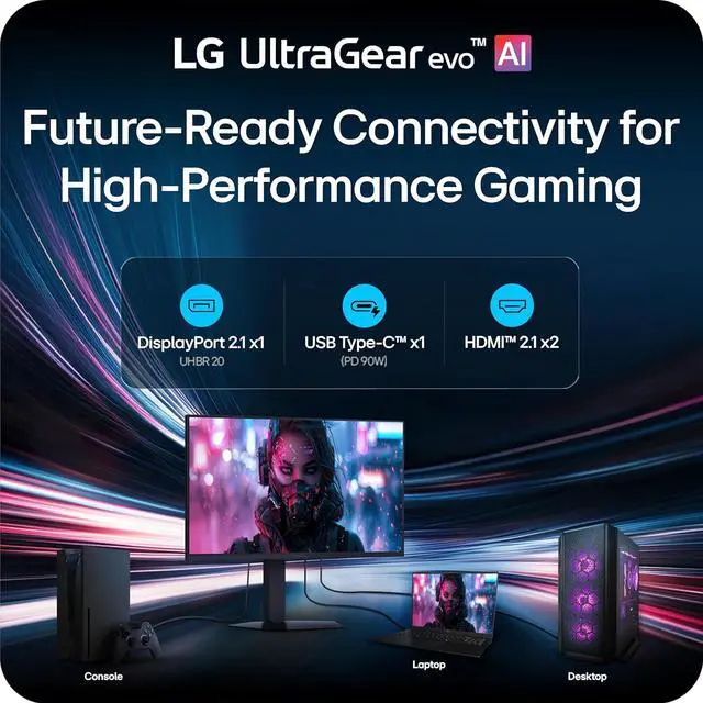Alt view image 9 of 20 - LG UltraGear evo AI 27 inch Dual Mode 5K 165Hz QHD 2K 1440P 330Hz IPS MINI LED AMD FreeSync Premium & G-Sync Compatible HDR1000 1ms USB-C Built-in Speaker Gaming Computer Monitor with Height/Swivel/Pivot/Tilt Stand 27GM950B-B