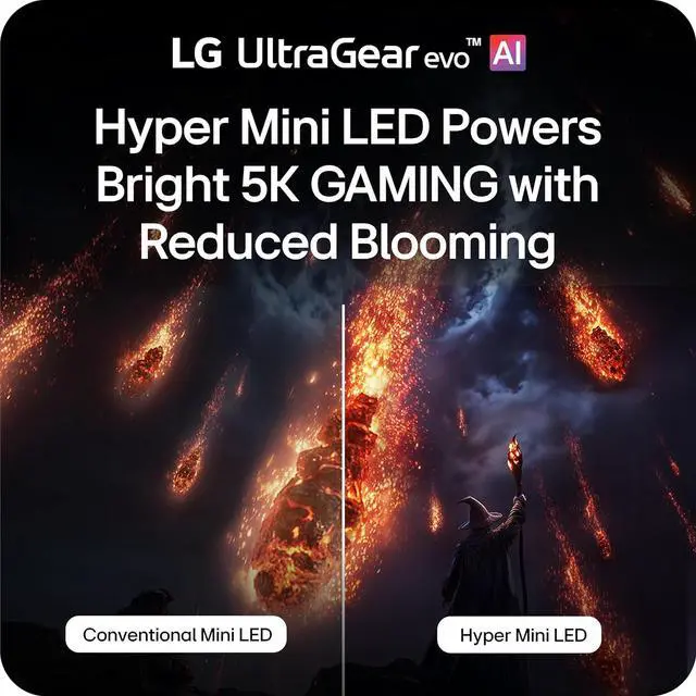 Alt view image 5 of 20 - LG UltraGear evo AI 27 inch Dual Mode 5K 165Hz QHD 2K 1440P 330Hz IPS MINI LED AMD FreeSync Premium & G-Sync Compatible HDR1000 1ms USB-C Built-in Speaker Gaming Computer Monitor with Height/Swivel/Pivot/Tilt Stand 27GM950B-B