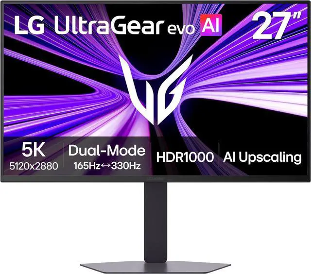 Main image of LG UltraGear evo AI 27 inch Dual Mode 5K 165Hz QHD 2K 1440P 330Hz IPS MINI LED AMD FreeSync Premium & G-Sync Compatible HDR1000 1ms USB-C Built-in Speaker Gaming Computer Monitor with Height/Swivel/Pivot/Tilt Stand 27GM950B-B