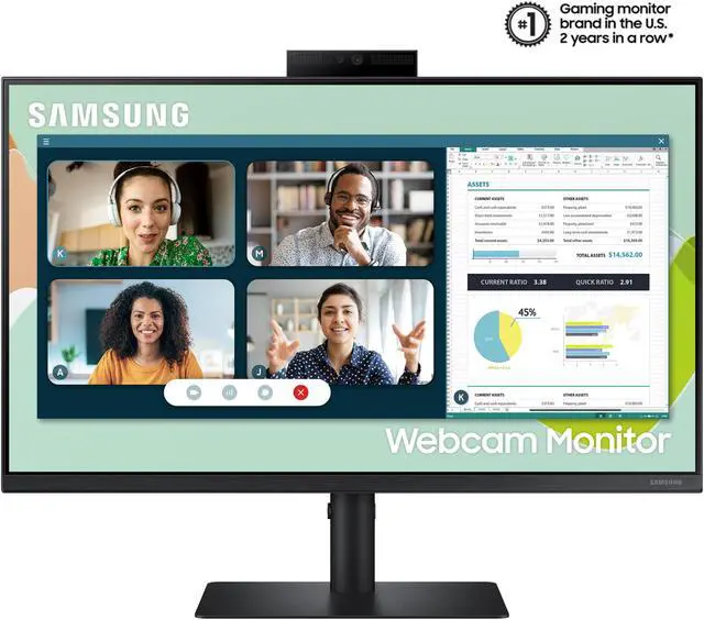 Alt view image 2 of 15 - Samsung LS24A400VENXZA 24" 1920 x 1080 Full HD IPS 75Hz FreeSync D-Sub DisplayPort HDMI USB 3.0 Built-In Speakers/Webcam Tilt Swivel Pivot Height Adjust VESA Monitor