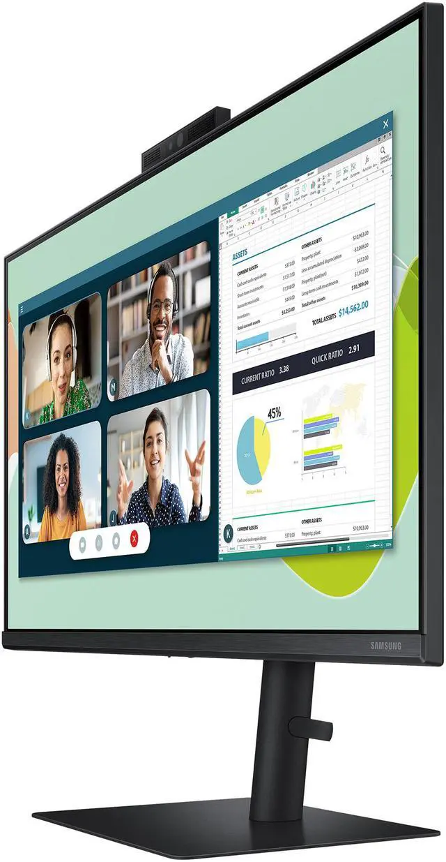 Alt view image 4 of 15 - Samsung LS24A400VENXZA 24" 1920 x 1080 Full HD IPS 75Hz FreeSync D-Sub DisplayPort HDMI USB 3.0 Built-In Speakers/Webcam Tilt Swivel Pivot Height Adjust VESA Monitor