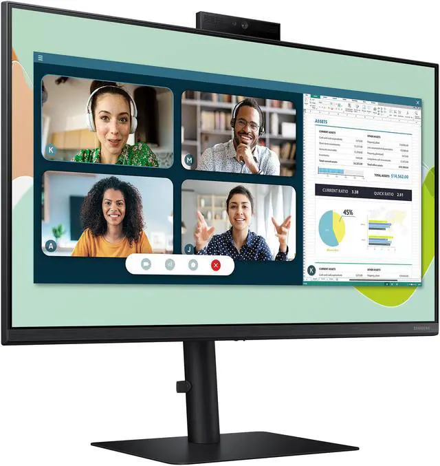 Alt view image 5 of 15 - Samsung LS24A400VENXZA 24" 1920 x 1080 Full HD IPS 75Hz FreeSync D-Sub DisplayPort HDMI USB 3.0 Built-In Speakers/Webcam Tilt Swivel Pivot Height Adjust VESA Monitor