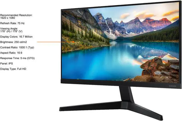 Alt view image 3 of 5 - SAMSUNG LF27T370FWNXGO 27" Full HD 1920 x 1080 75 Hz HDMI, DisplayPort Business Monitor with IPS Panel, Borderless Design