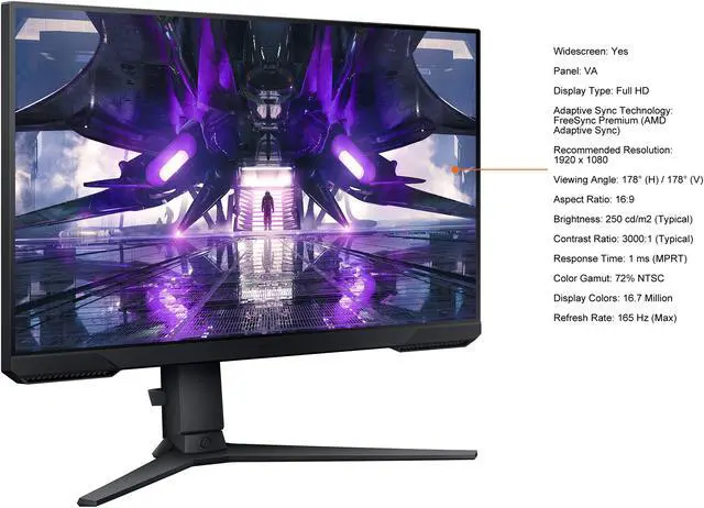 Alt view image 6 of 12 - SAMSUNG 32" 165 Hz (Max) VA FHD Gaming Monitor FreeSync Premium (AMD Adaptive Sync) 72% NTSC HDMI, DisplayPort, Audio Odyssey G32A LS32AG320NNXZA