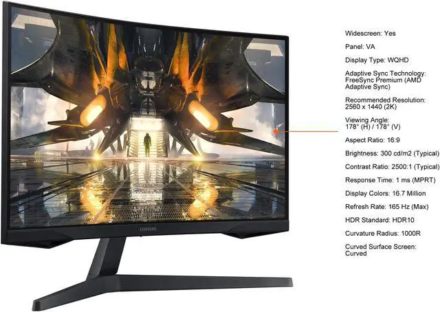 Alt view image 5 of 20 - SAMSUNG 32" 165 Hz (Max) VA WQHD Gaming Monitor FreeSync Premium (AMD Adaptive Sync) HDMI, DisplayPort, Audio Odyssey G55A LS32AG552ENXZA