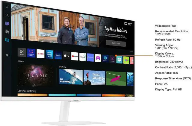 Alt view image 5 of 20 - SAMSUNG 27" 60 Hz VA FHD Smart Monitor with Streaming TV 4 ms (GTG) HDMI, USB Flat Panel M50B LS27BM501ENXZA