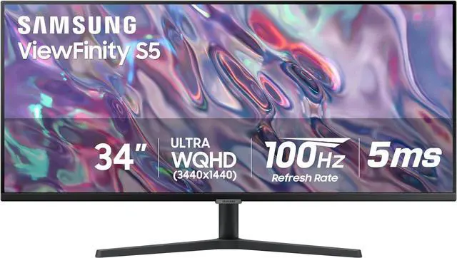 Main image of SAMSUNG VIEWFINITY S5 34"  2K 3440 x 1440 WQHD 100Hz FreeSync HDR10, USB-C, 21:9 Monitor for work and gaming LS34C502GANXZA