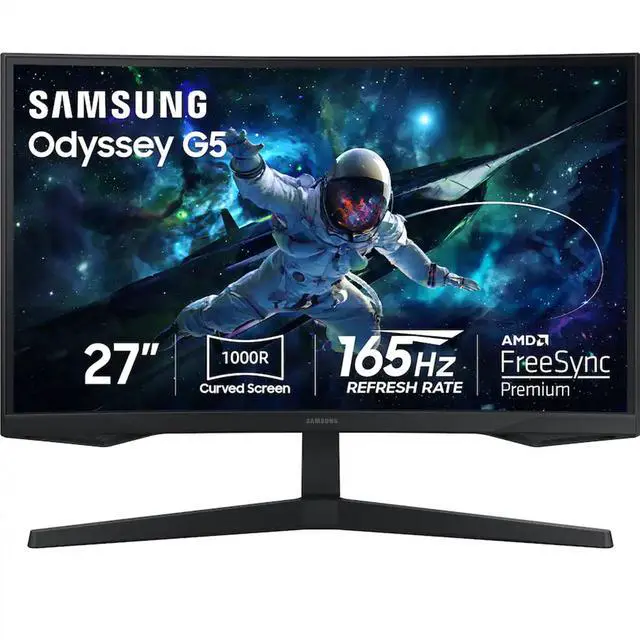 Main image of SAMSUNG 27-Inch Odyssey G55C Series QHD 1000R Curved Gaming Monitor, 1ms(MPRT), HDR10, 165Hz, AMD Radeon FreeSync, Eye Care, LS27CG552ENXZA