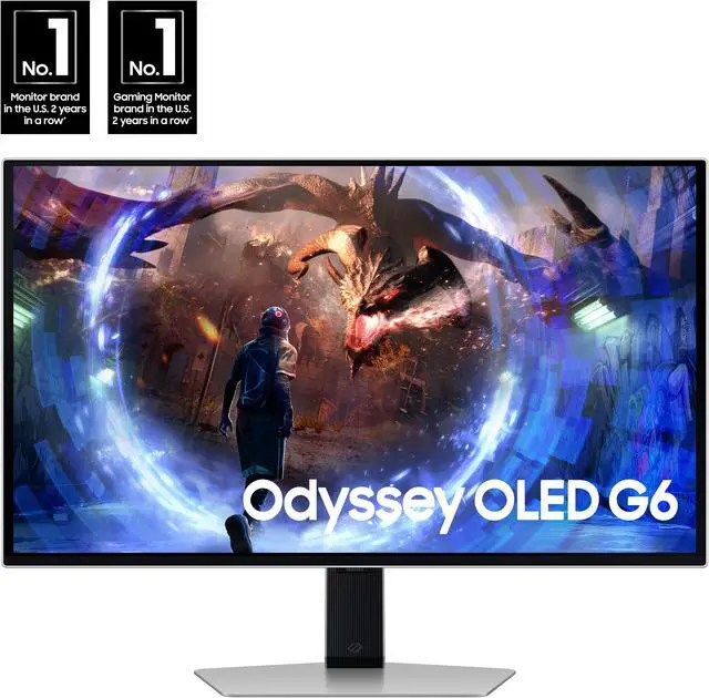 Alt view image 3 of 20 - Samsung 27" Odyssey QD-OLED G6 (G60SD) QHD 360Hz 0.03ms FreeSync Premium Pro Gaming Monitor with Sleek Metal Design - LS27DG602SNXZA