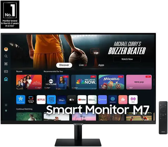 Alt view image 2 of 13 - SAMSUNG M7 32" 4K UHD 60Hz smart streaming monitor w/ speakers and USB-C LS32DM702UNXGO