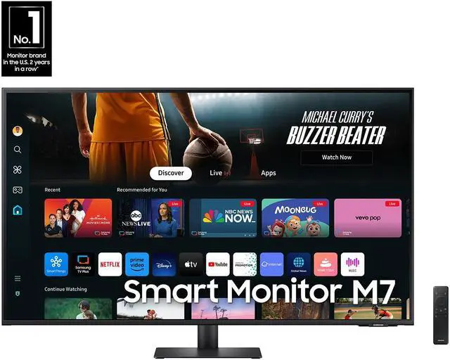 Alt view image 2 of 13 - Samsung 43" Smart Monitor M7 (M70D) 4K UHD with Streaming TV, Speakers and USB-C - Black - LS43DM702UNXGO