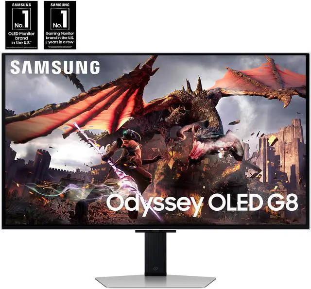 Alt view image 3 of 18 - Samsung 32" Odyssey G8 OLED 4K UHD 240Hz 0.03ms Smart Gaming Monitor Glare Free, G-Sync compatible with Sleek Metal Design -  LS32DG802SNXZA